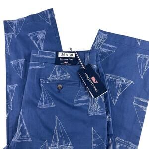Vineyard Vines Breaker Pants All over print Blue Sail Boat Men’s 36x30‎ Golf NWT